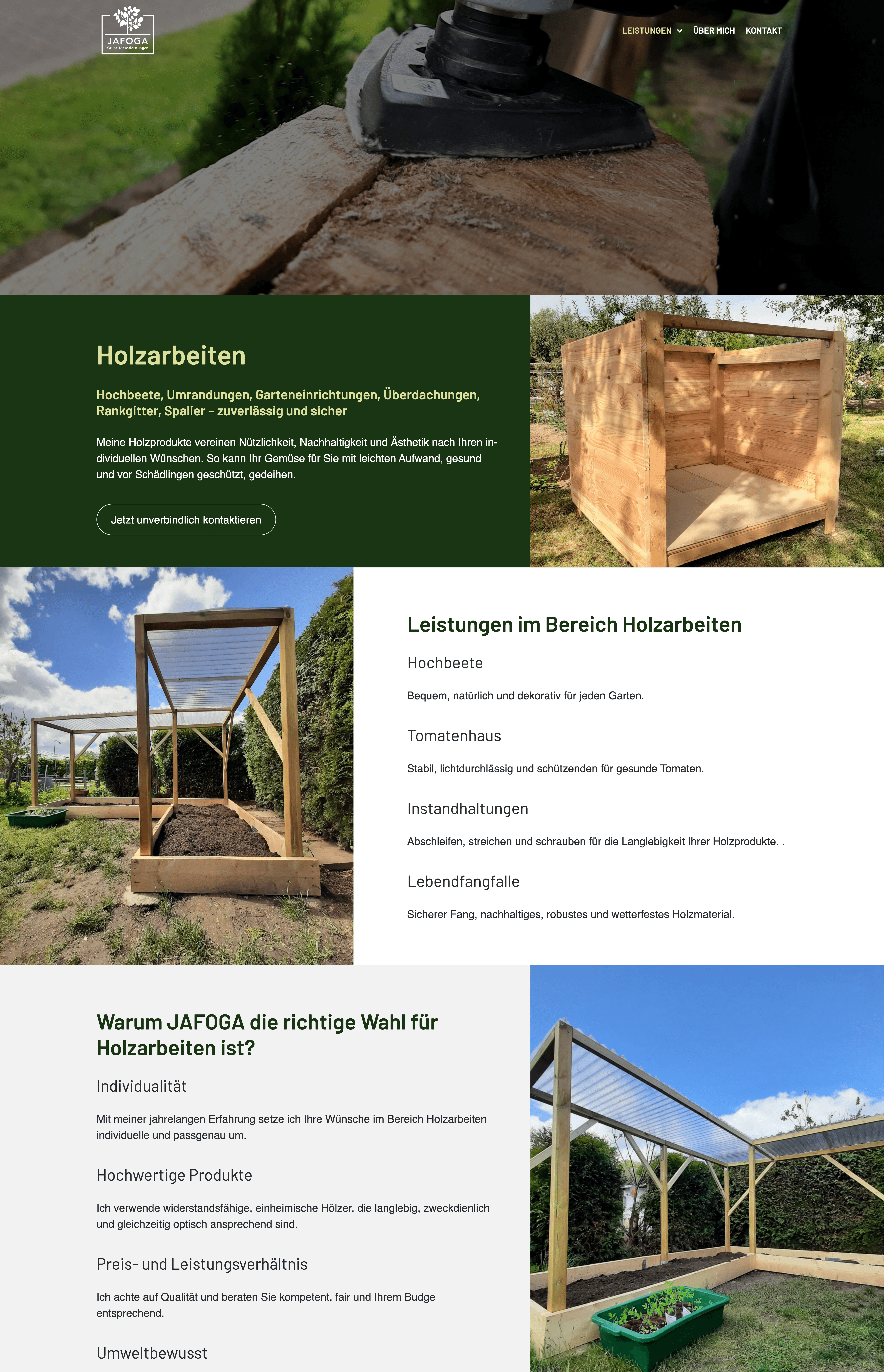 Projekt JAFOGA Website Screenhot